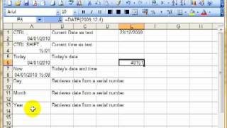 AM 4211 Date and time functions Microsoft Excel 2003