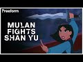 Mulan&#39;s Iconic Fight Against Shan Yu | Mulan | Freeform