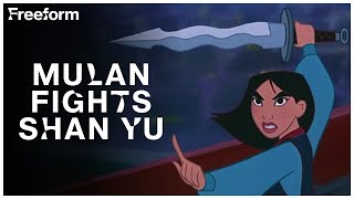 Mulan&#39;s Iconic Fight Against Shan Yu | Mulan | Freeform