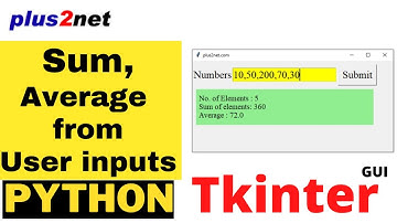 Calculate sum, mean , Number of elements from user input in a Tkkinter window