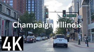 Driving in Champaign, Illinois 4K Street Tour - Downtown Champaign & Campustown Area