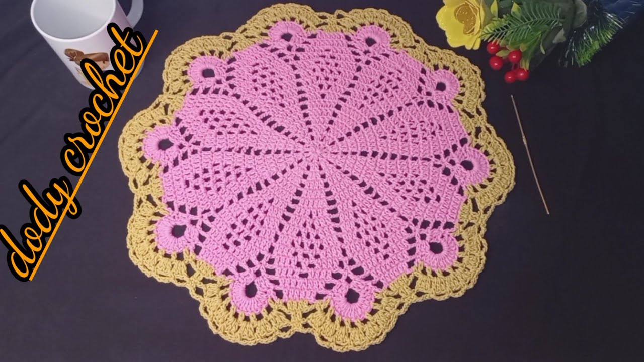 مفرش كروشية دائري روووعة سهل جدا للمبتدئين  crochet doily
