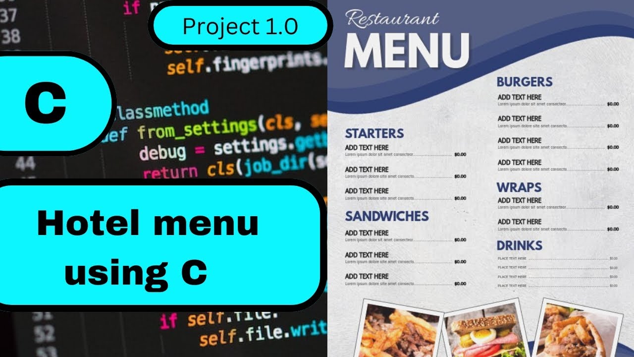 Hotel / restaurant menu using C project #1st - YouTube