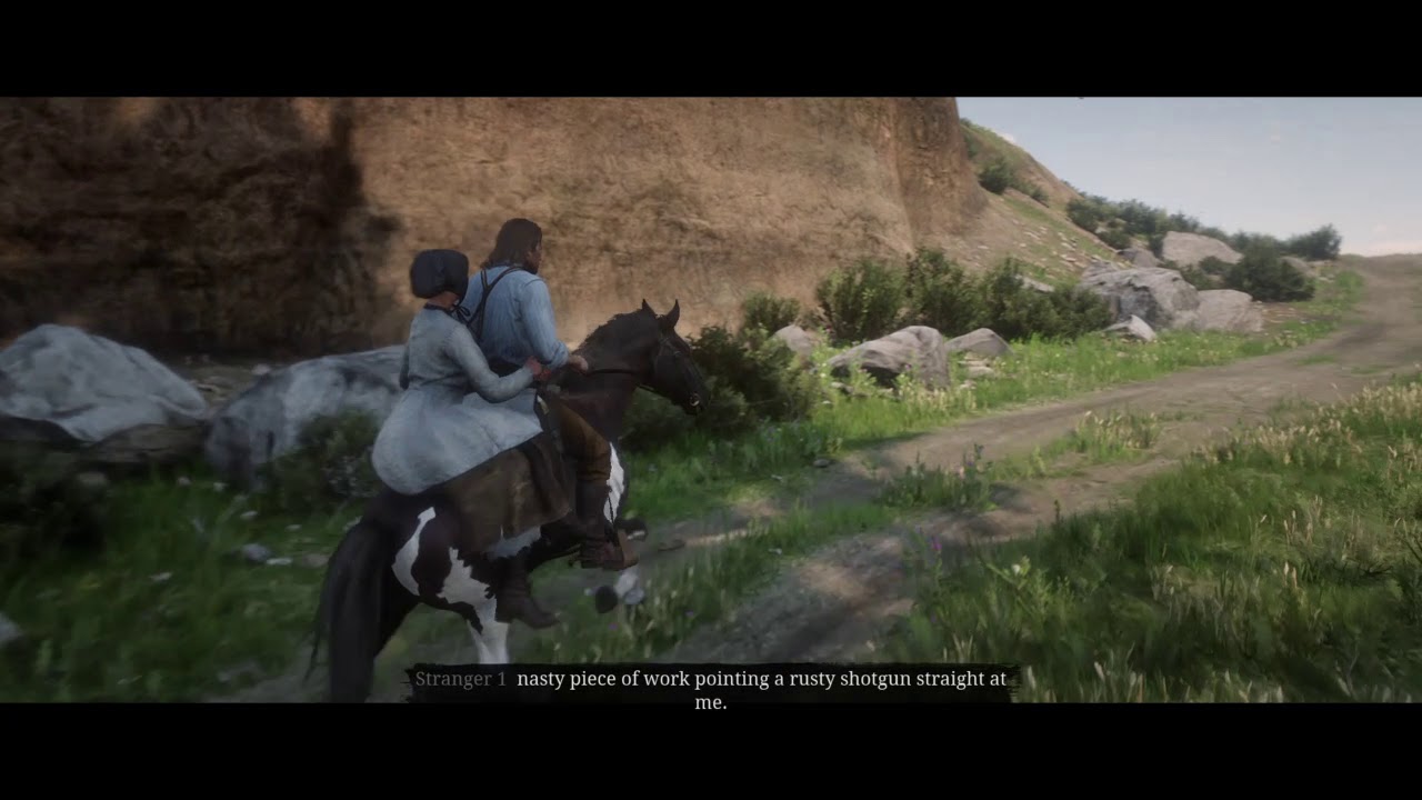 [RDR2] Arthur riding, singing and helping a stranger get home - YouTube