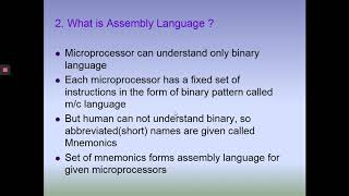 MALP Unit 1 (1.1 Introduction to microprocessor and Assembly Language Programming)