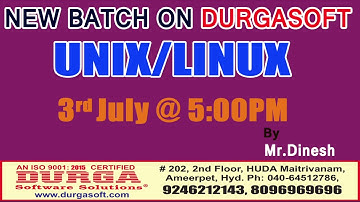 New  Batch On UNIX/LINUX On 3rd July @ 5:00PM At Matrivanam (HYD) - Offline Batch