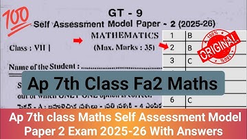 💯real 7th class mathematics fa2 question paper and answer 2025|Ap 7th Samp 2 maths answer key 2025