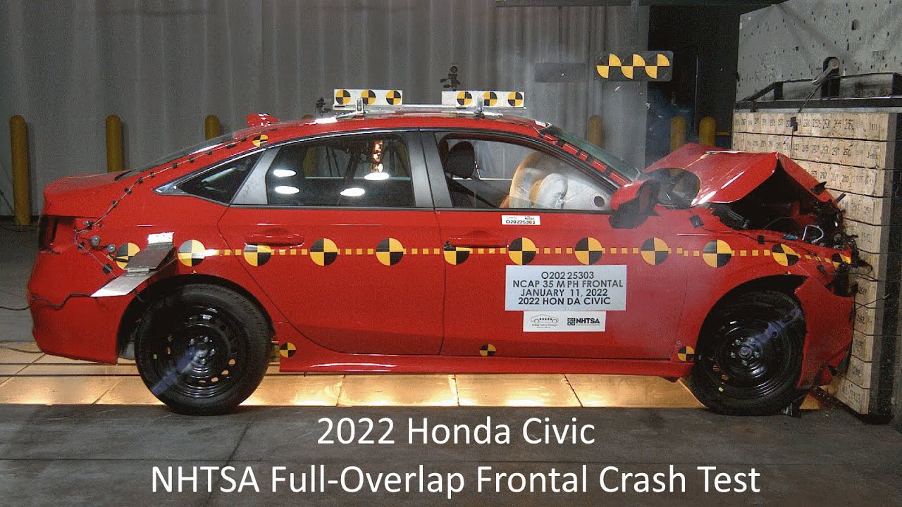 2022 Honda Civic NHTSA FullOverlap Frontal Crash Test YouTube