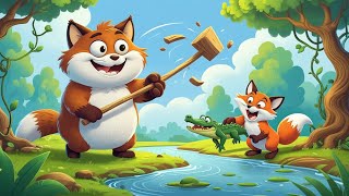 “Angry Fat Cat Saves Baby Crocodile from Sneaky Fox – Funniest Rescue Ever!”