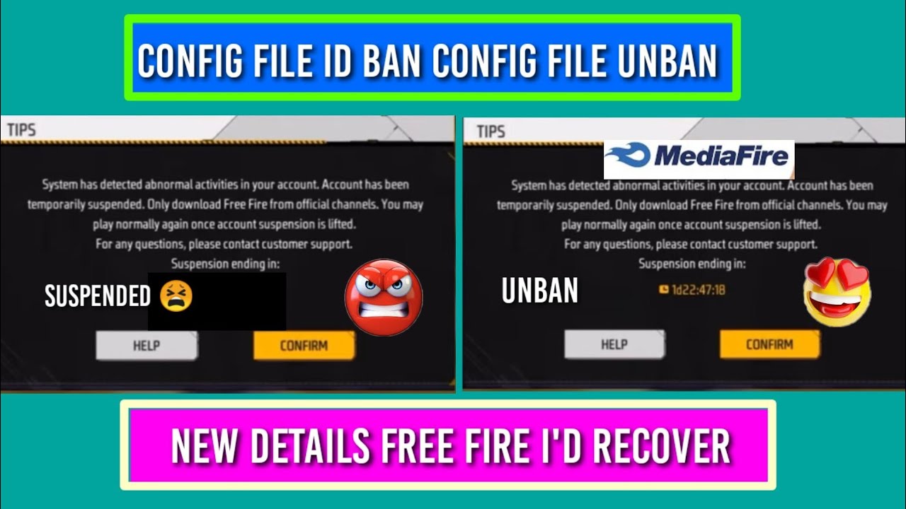 🔥Free Fire Id unban config file use Id unban free fire suspended account recovery😱 YouTube