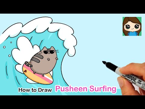 Come disegnare pusheen Cat Surf Facile ????????