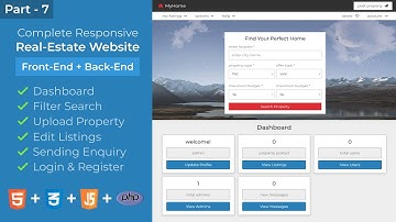 Complete Responsive Real-Estate Website Design Using HTML/CSS/JS/PHP PDO - Header & Dashboard