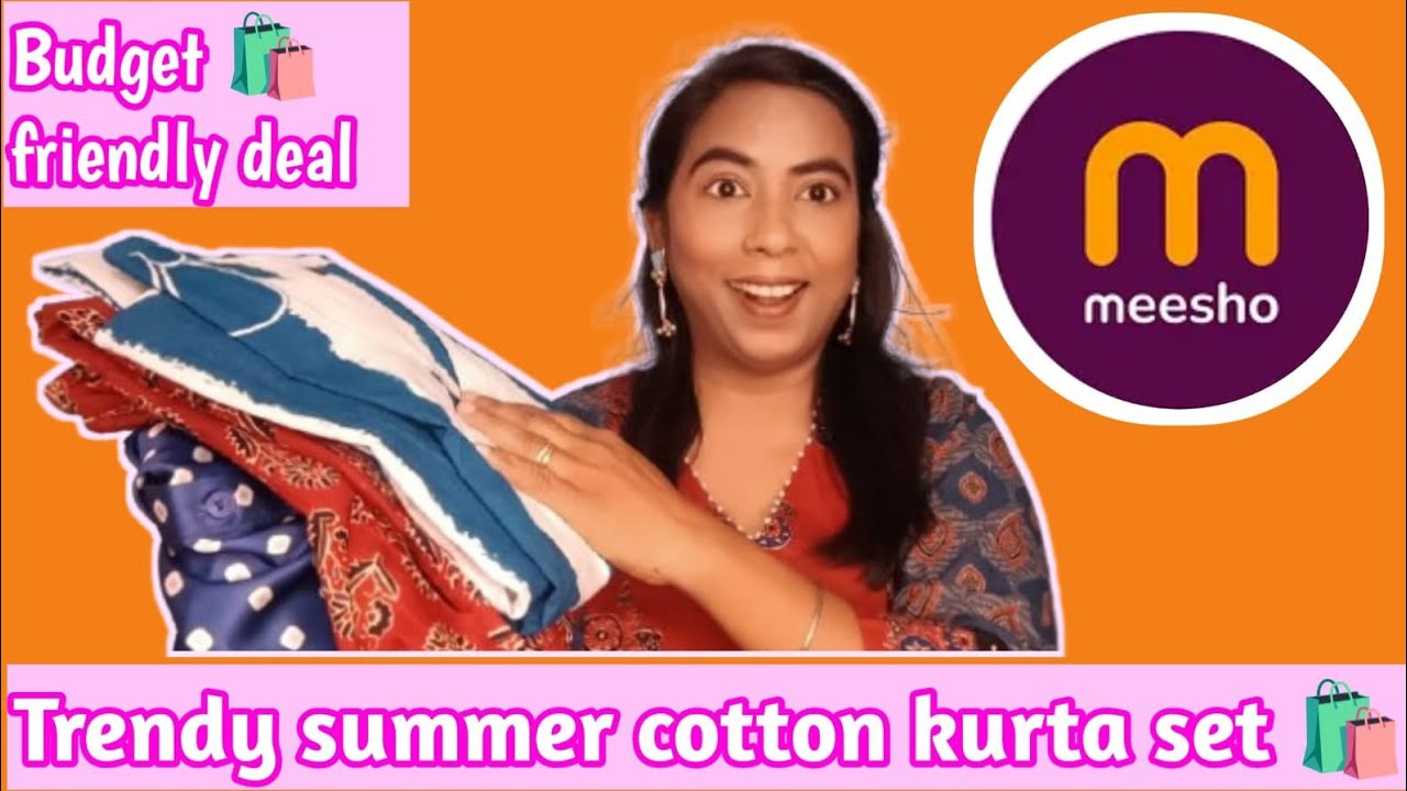 Trendy summer cotton kurta set 