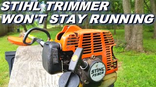 Stihl trimmer won't stay running.  Sad ending