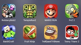 Robbery Bob 2,Temple Run 2,Mario Run,PVZ 2,Baldii Craft,Fruit Ninja,Troll Quest TV screenshot 5