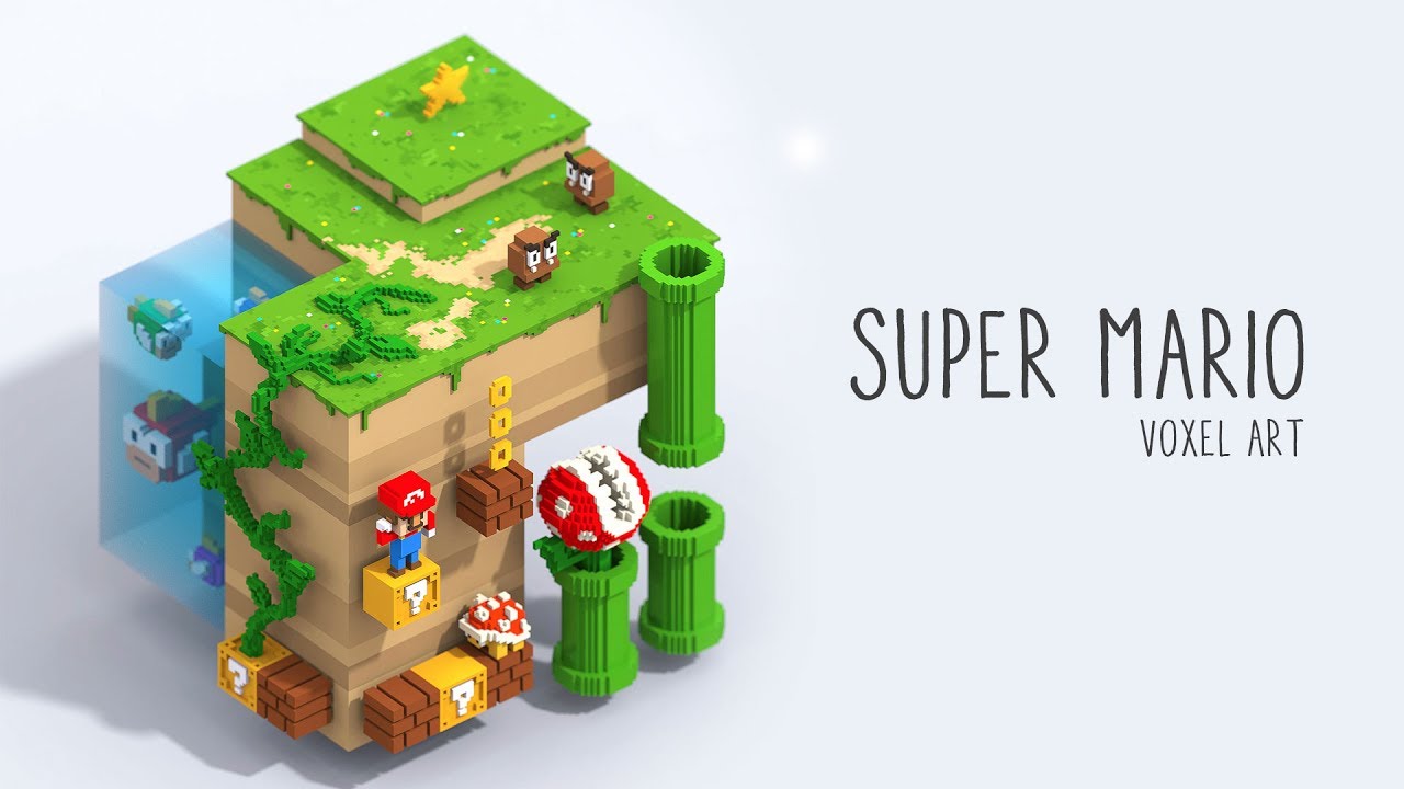super mario bros voxel art youtube