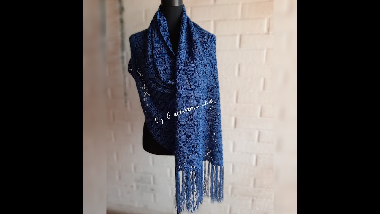 CHAL TEJIDO CON ROMBOS A CROCHET