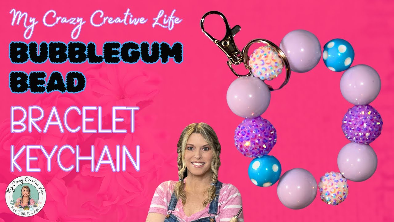 Bubblegum Bead Bracelet Keychain #keychain #bubblegumbeads #bracelet #jewelry