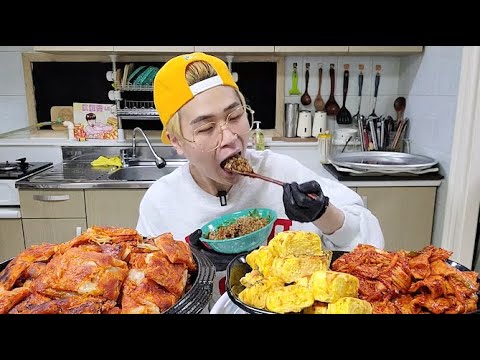 꽃돼지 치아 스켈링 하고 김치전 계란말이 배추김치 <strong>오뎅볶음</strong> 오뚜기 3분 짜장 한식먹방[korean food]mukbang Eating show 吃播