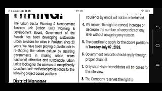 Enumerator I Urban Unit Punjab jobs