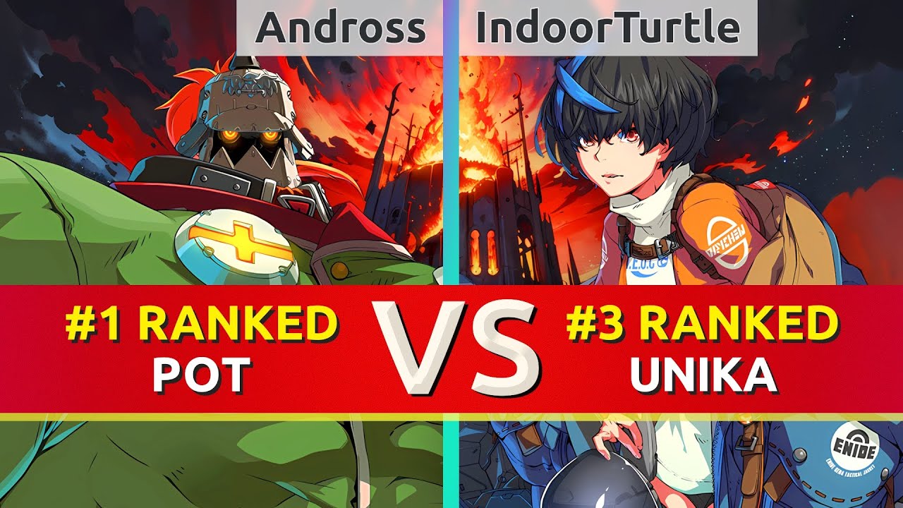 GGST ▰ Andross (#1 Ranked Potemkin) vs IndoorTurtle (#3 Ranked Unika). High Level Gameplay