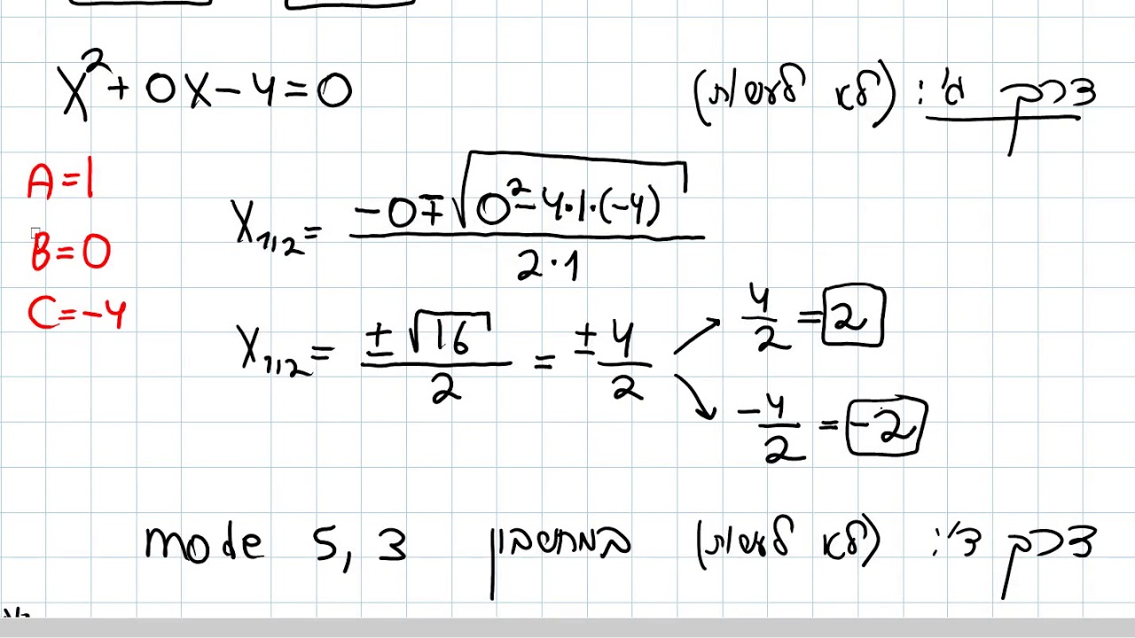 כא - משוואות ריבועיות חסרות