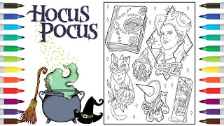 Hocus Pocus Coloring Book Page | Hocus Pocus Aesthetic Coloring Page