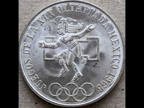 1968Mo Mexico Olympic Games 25Pesos Even rings Straight snake