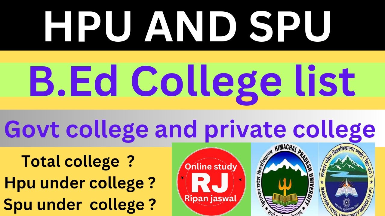 HPU and SPU B.Ed college list 2023 govt and private B.Ed college