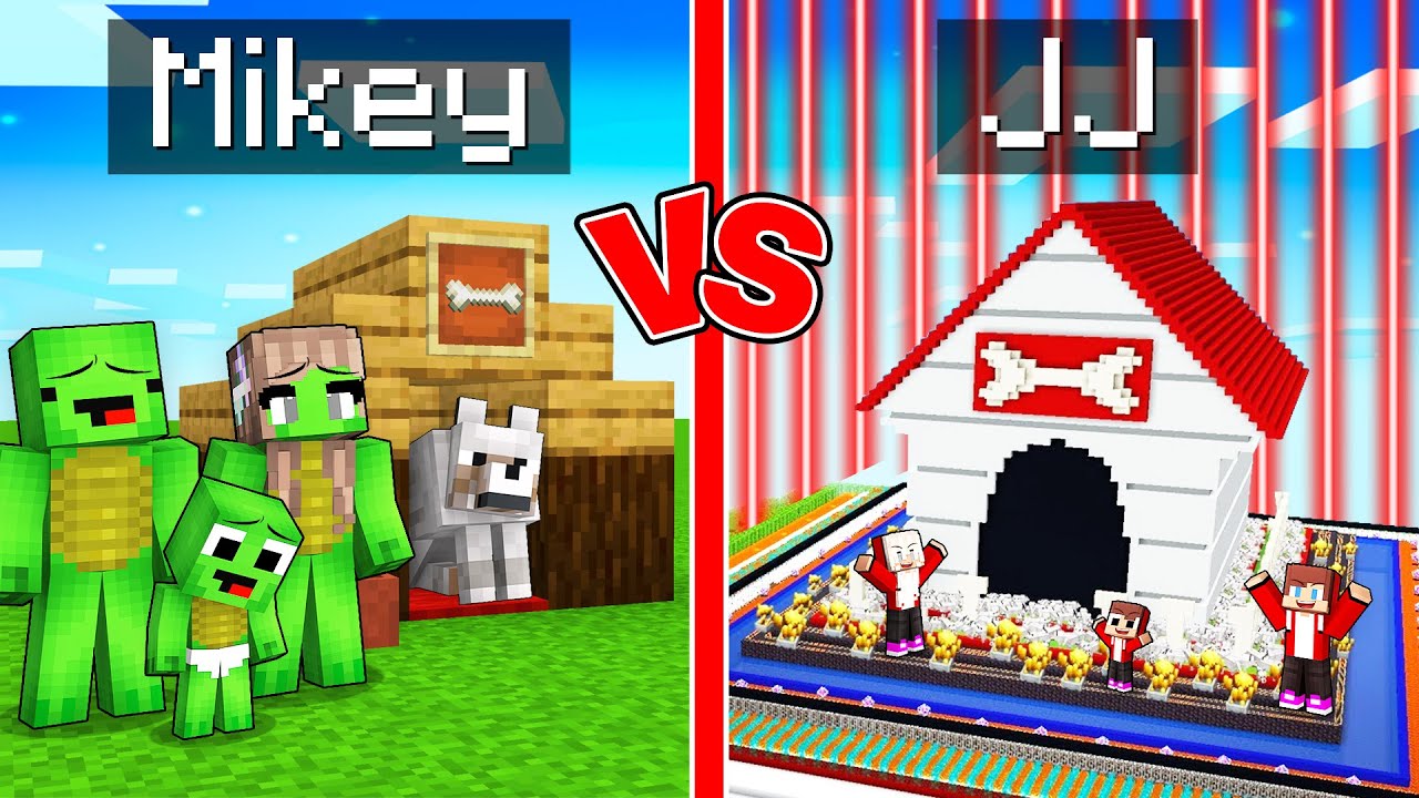Mikey Family vs JJ Family SAFEST DOG HOUSE Build Challenge in Minecraft (Maizen)