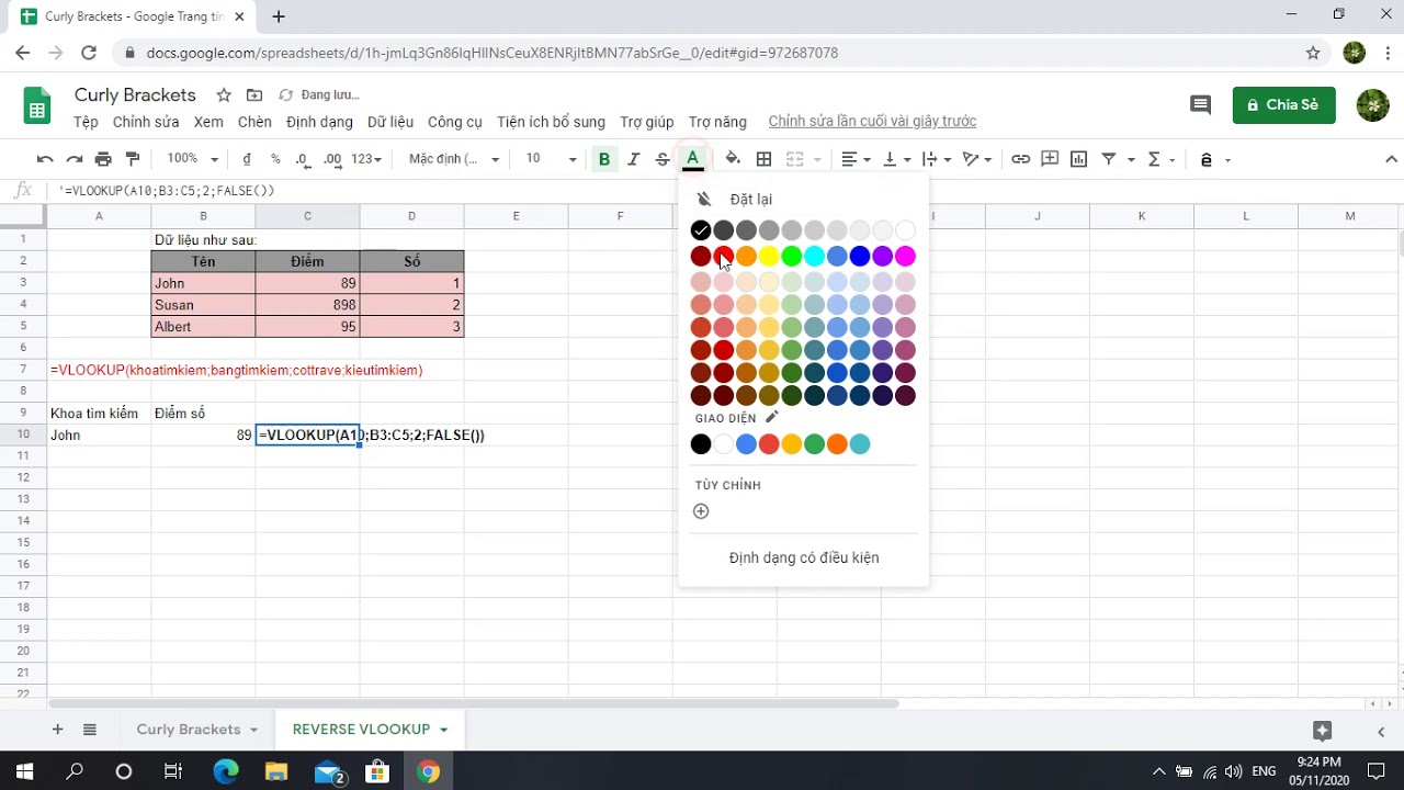 H c Google Trang T nh H m VLOOKUP Ng c REVERSE VLOOKUP Tr n Google H c google trang t nh h m vlookup ng c reverse vlookup tr n google