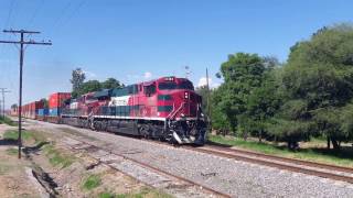 Double Stack Train from Ferromex, general electric dupla 4614 4563