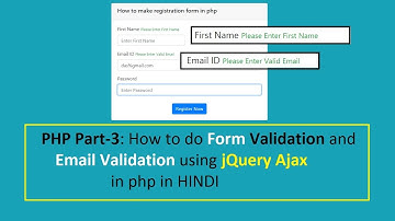 PHP Part-3: How to do form and Email Validation using jQuery Ajax in php in Hindi