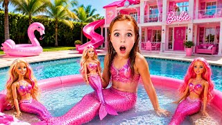 BARBİE EVCİLİK! ADA BARBİE DENİZ KIZI VE DREAM HOUSE İÇİN HAVUZ KURUYOR! Kız Oyunları! 