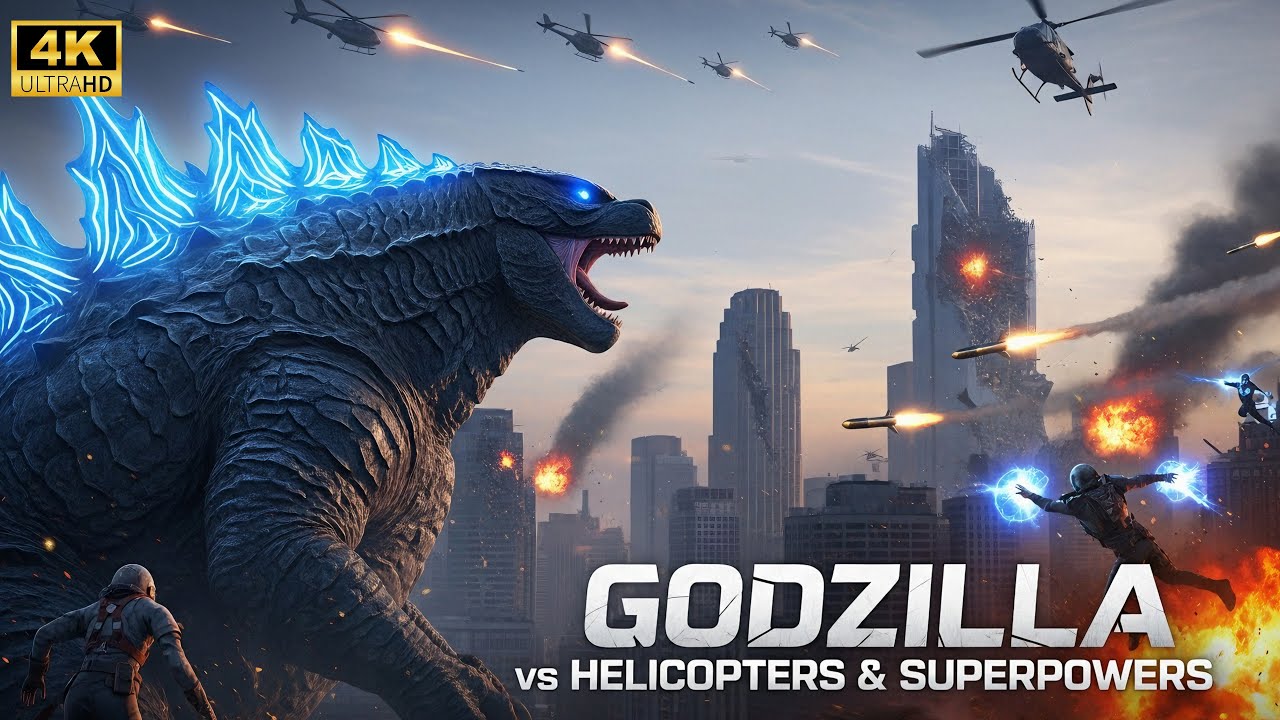 Godzilla vs Helicopters & Superpowers Epic City Destruction Final Boss Battle 2025