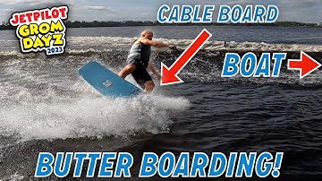 Butter Boarding! Cable Wakeboard Behind the Boat?!