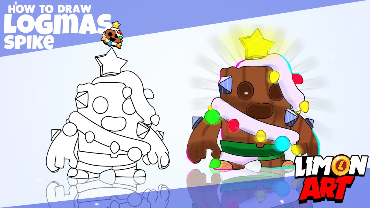 How To Draw LOGMAS SPIKE!🎄, Brawl Stars, New Skin, Step By Step, Brawlidays