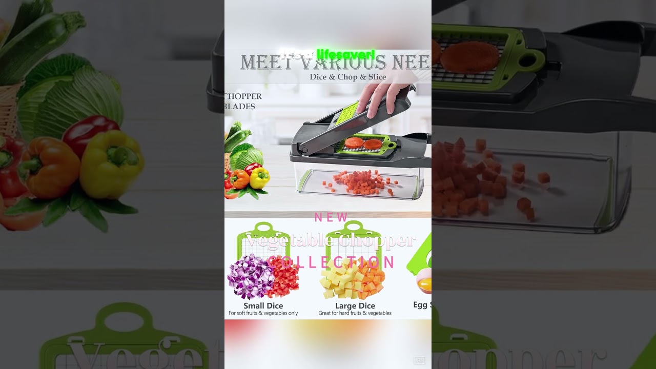 Vegetable Chopper Dicer with Container – Mandoline Slicer, Grater & French Fry Cutter