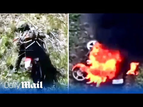 Russian motorbike assault troops defeated by drones