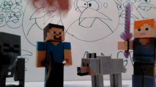 Minecraft Tameable Wolf, Arrow Firing Skeleton, Mining Steve, Alex & Exploding Creeper Figures