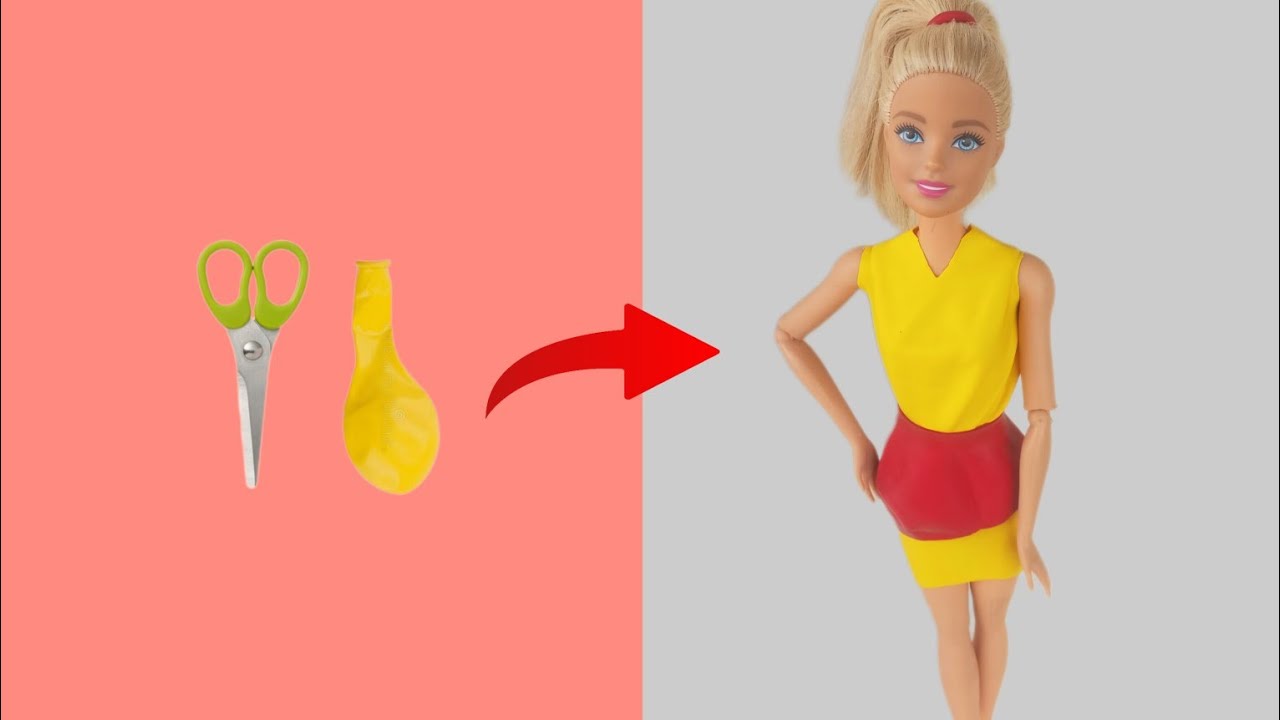 Doll Clothes With Balloons I DIY Barbie 👗 No Sew No Glue YouTube