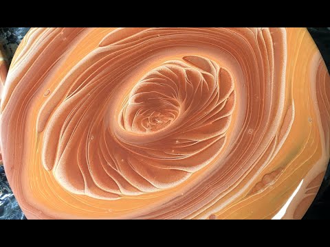 # - 42 Handmade Paint Pour Divider and Resined Round Wood on Turntable