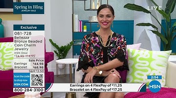 Bellezza Bronze Beaded Coin Charm TBar Bracelet