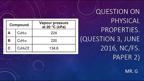 Question on Physical properties (Question 3, June 2016 FS/NC. Paper 2)