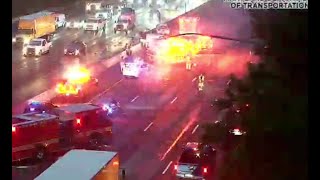 Video shows crash blocking traffic on I-495 in Montgomery County