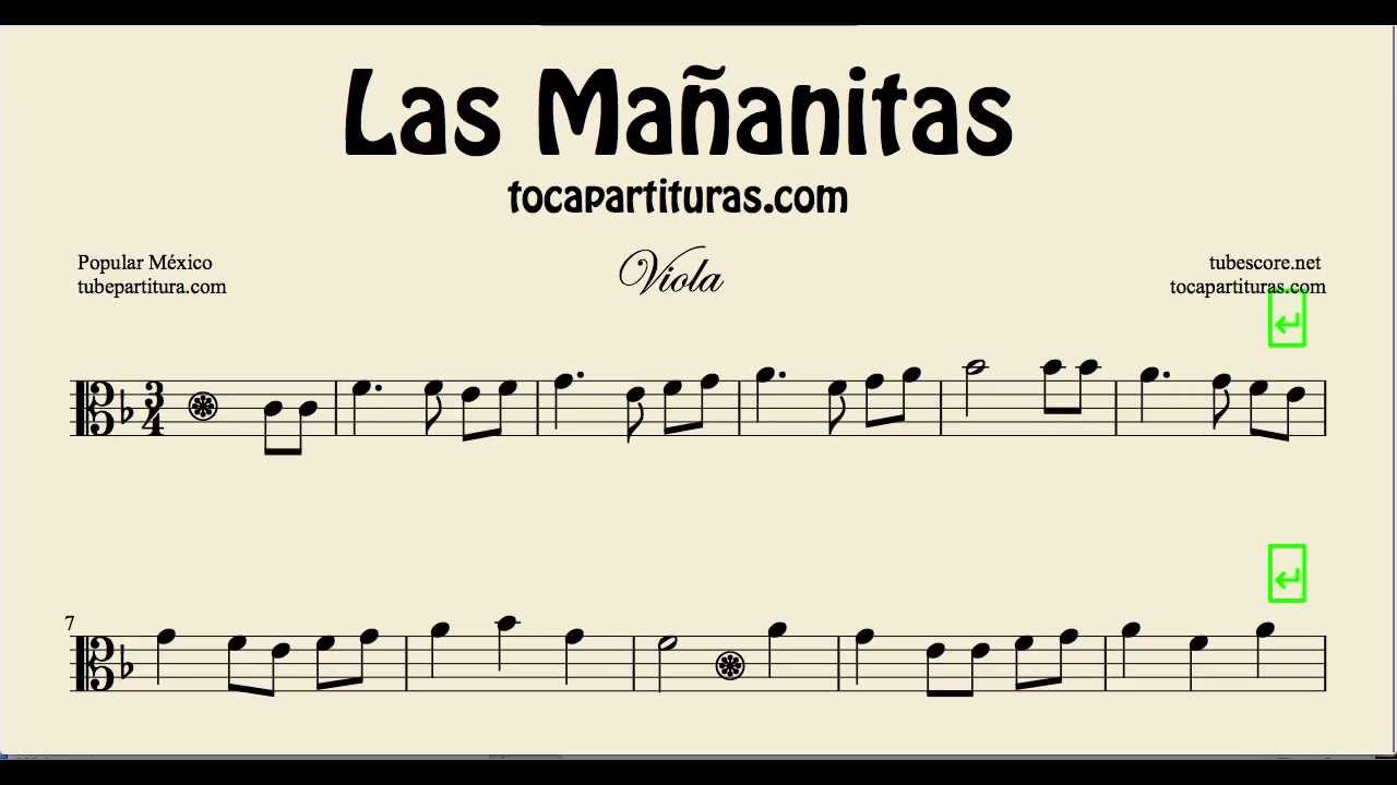 Las Mañanitas Partitura de Viola en Clave de Do YouTube Las Mañanitas Partitura de Viola en Clave de Do YouTube
