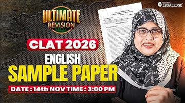 CLAT 2026| Sample Paper | English | Ultimate Revision | Shazli ma