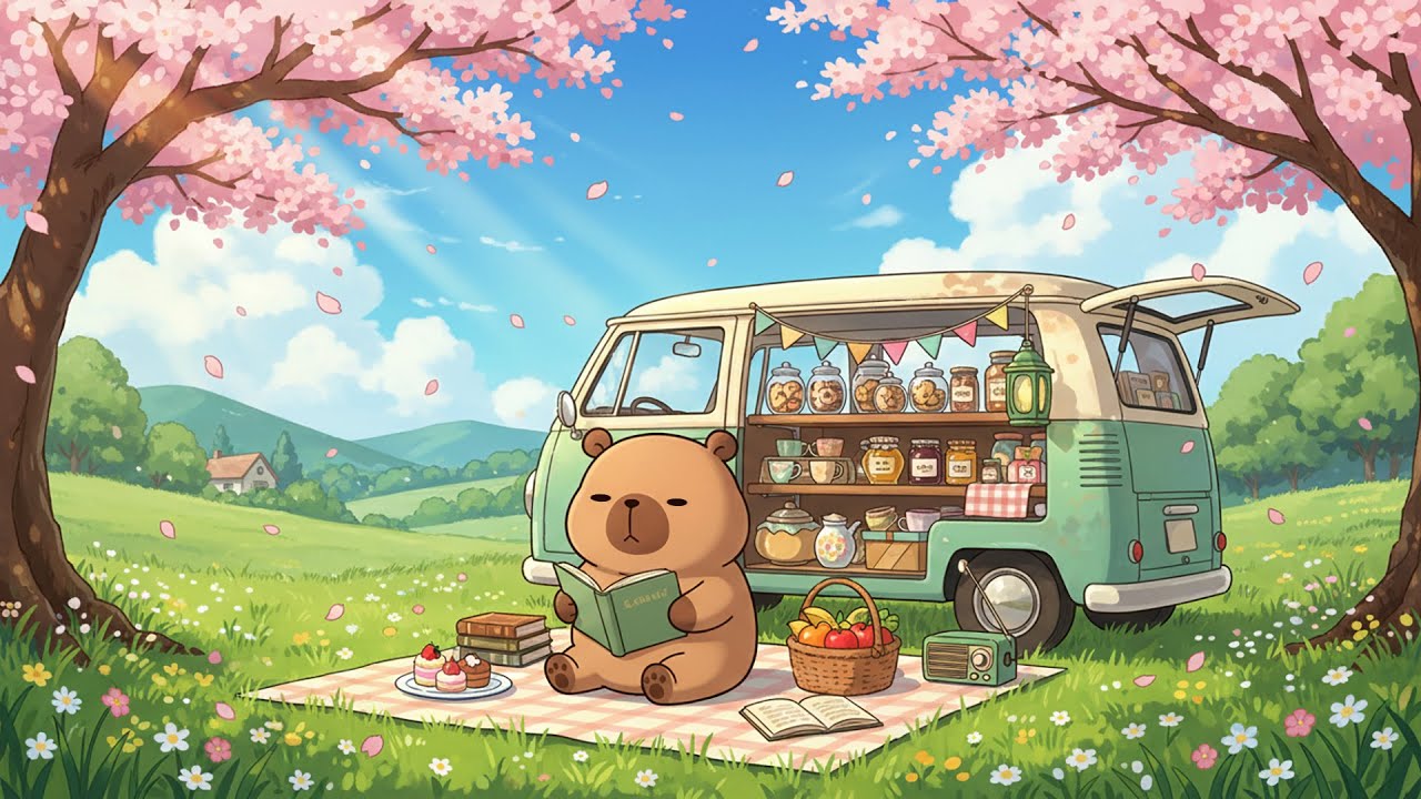 Spring Coffee Picnic Jazz ☀️🐻 | Cute Lo-Fi Jazz for Relaxing, Reading & Soft Focus