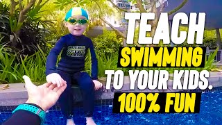 Amazing Swim VIDEO with a 3 Years old kid! How to teach swimming to your kids