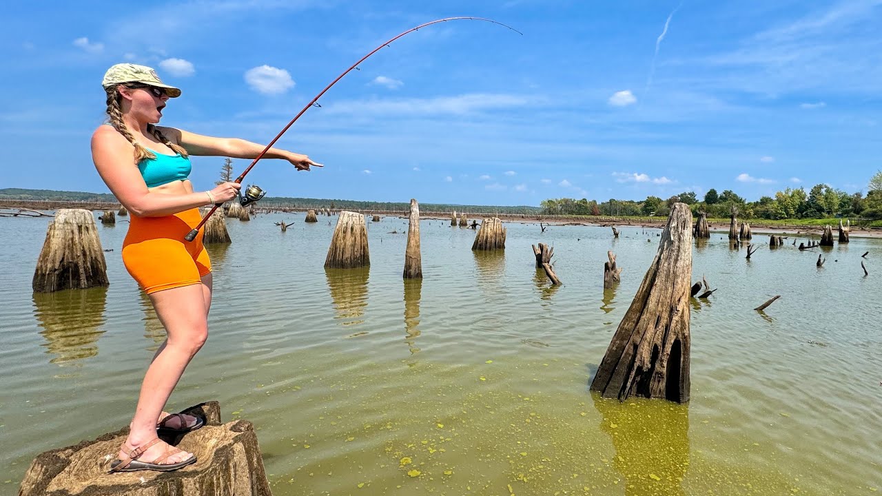 Summer Fishing for HUGE SLABS, CATFISH, and BIG BLUEGILL! -- She Makes It Look Easy!!!